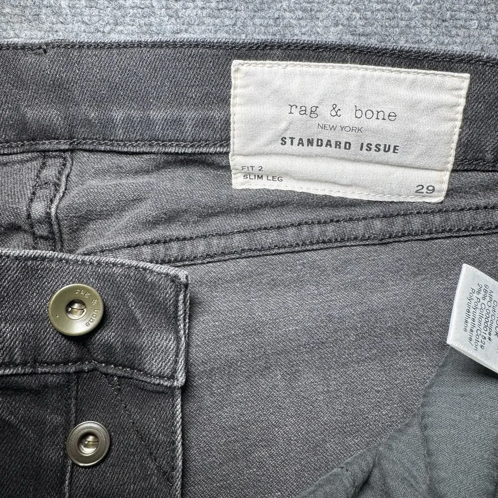 Rag & Bone Fit 2 Slim Jeans Mens‎ 29x33 Black Slim Straight Denim Casual Pants